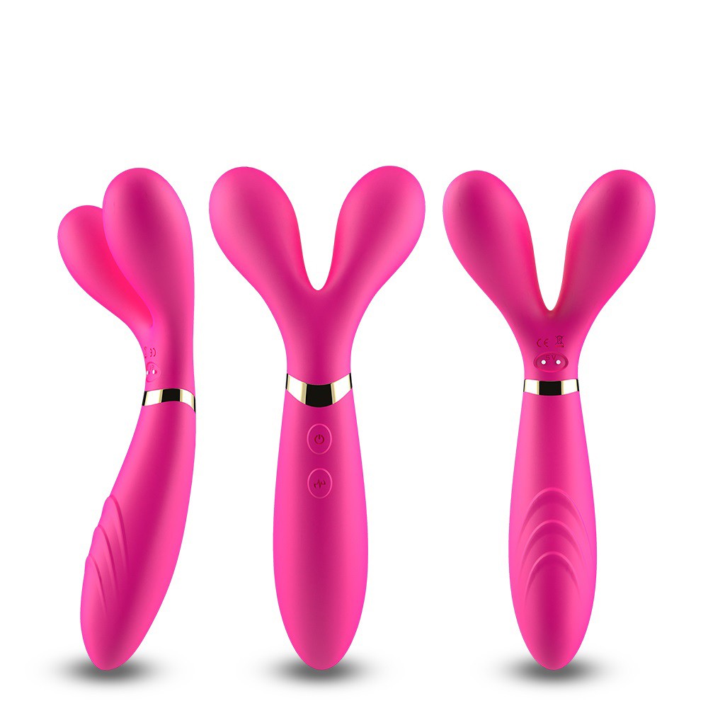 Vibromasseur Wand rose en forme de Y avec 3 moteurs dans chaque branche