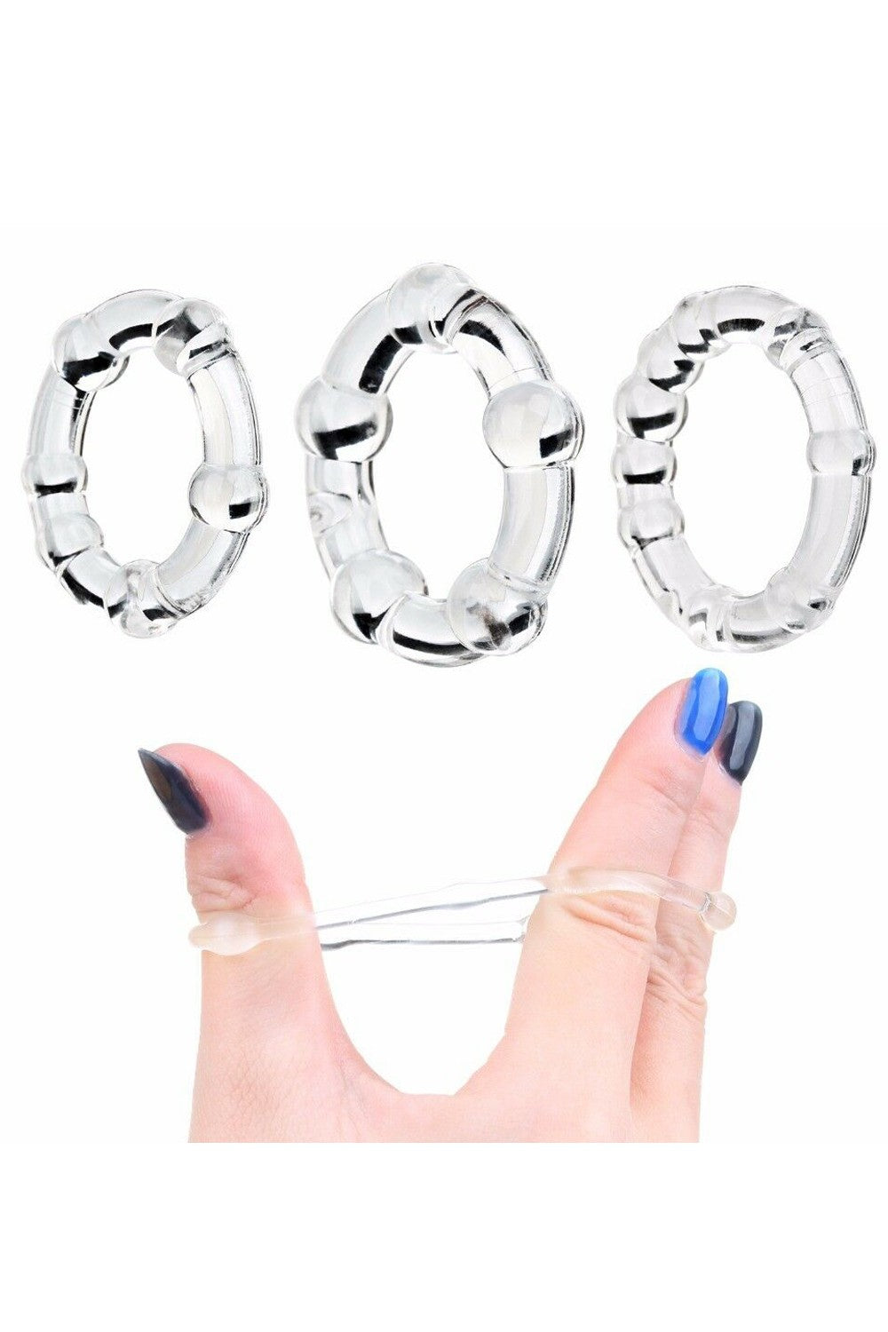 Pack 3 cockring transparents avec billes