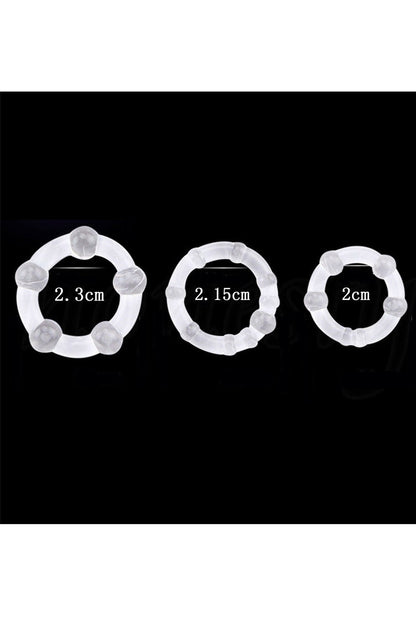 Pack 3 cockring transparents avec billes
