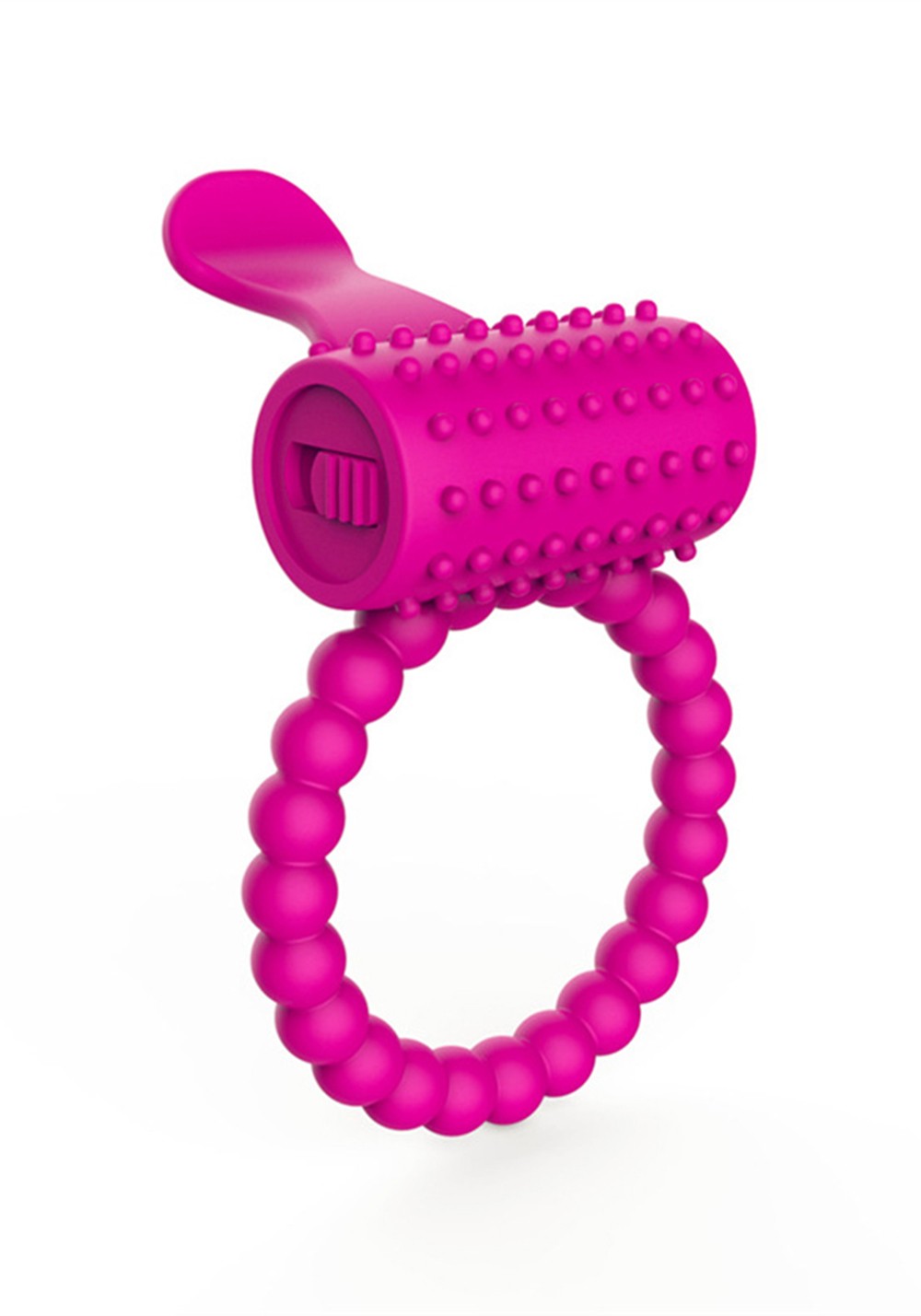 Anneau fuschia vibrant silicone avec langue picot - COR-018PNK